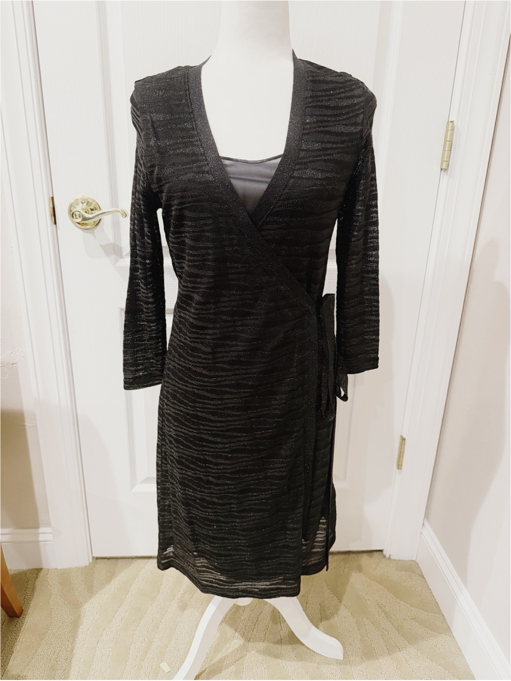 NWOT Missoni Black Wrap Dress with Sheer Texture